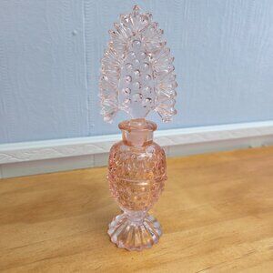 Unbranded Light Baby Pink Hobnail Glass Small Perfume Bottle and Stopper (Flaw)